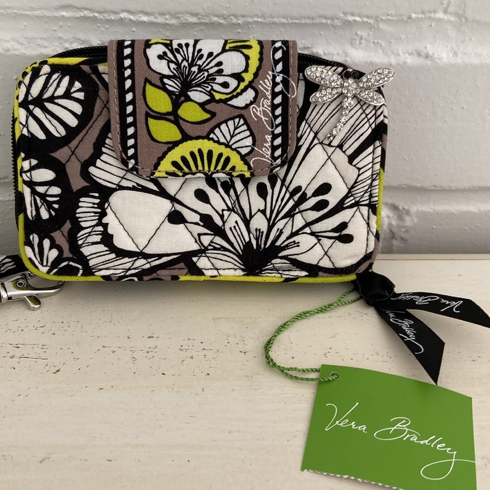 New With Box Classic Gray, Bright Yellow And Black Vera Bradley Wristlet/Wallet